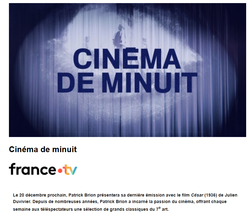 BBaronnet's tweet photo. 🛑 Une page se tourne pour la planète cinéphile sur petit écran ! Patrick Brion, incarnation mythique du Cinéma de minuit sur France Télévisions, fait ses adieux 1/2 https://t.co/gCxJs4U1Oz