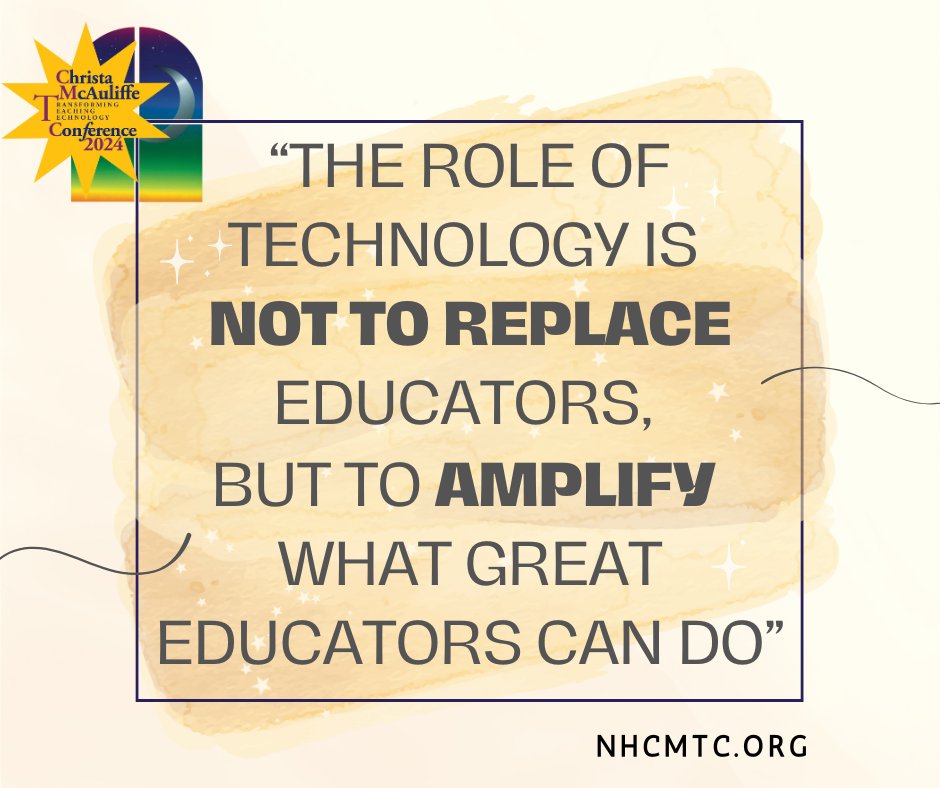 nhcmtc's tweet photo. As #AI becomes more embedded in our spaces, let’s be sure to use it, and other #EdTech tools, to AMPLIFY the great things we do as educators. We can learn to do this together at #CMTC24 -- register at https://t.co/CFgskk9GFJ #EdTech #NHED https://t.co/2lsV0gckIC