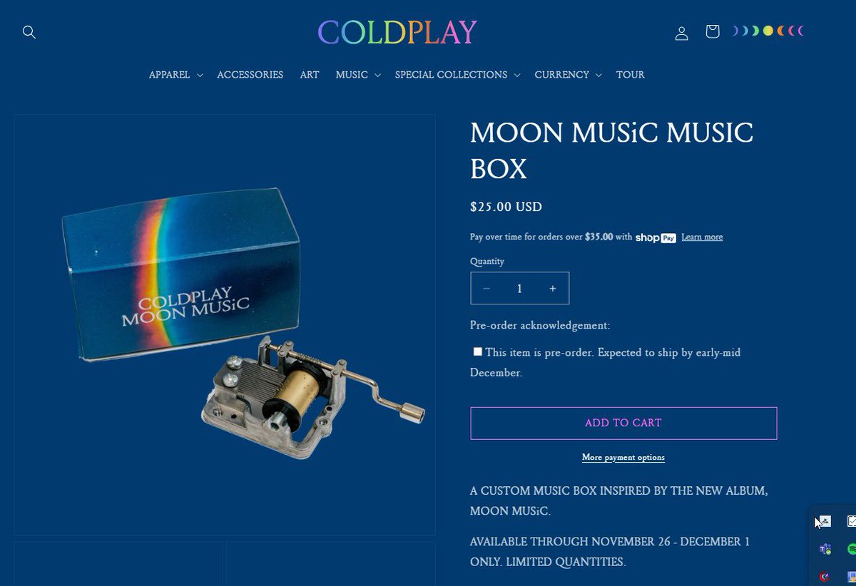 Lucy_flyon's tweet photo. Dear @coldplay , you know that you can sell items in all shops and not only US?! https://t.co/vvfaa8TKU3