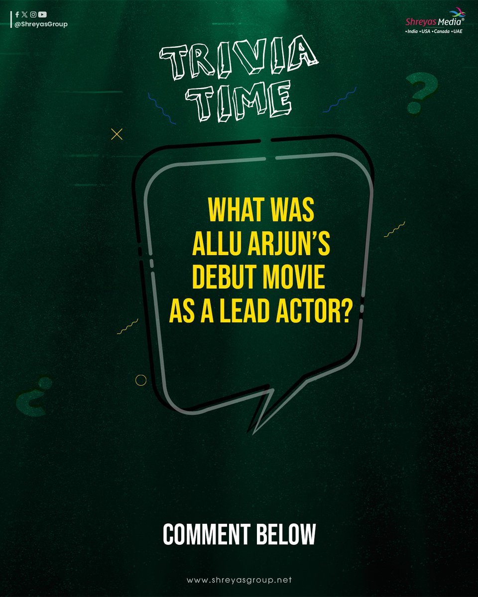 shreyasgroup's tweet photo. How well do you know the Stylish Star?
Drop your answers below! ๐ง
#AlluArjunTrivia #StylishStar #MovieBuffs #TriviaAlert #ShreyasGroup #ShreyasMedia https://t.co/NsqAgDgSCA
