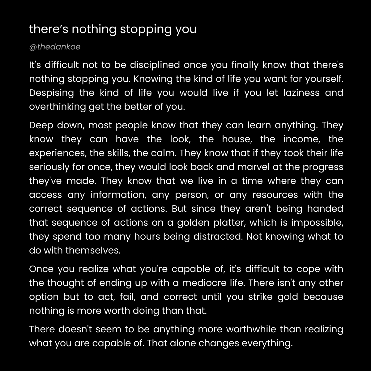 there's nothing stopping you
