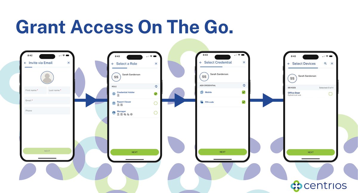 get_centrios's tweet photo. With Centrios, adding an employee or visitor to your system is a breeze! Issue mobile access in seconds and customize permission levels for each user. Take control of your access management with ease and efficiency!

#RadicallySimple #BusinessSecurity #AccessControl #Lock https://t.co/W6CwTWV8Xd
