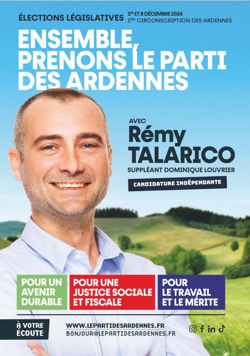 Je me porte candidat aux #législatives dans la 1re circo des #Ardennes !  Nos engagements sur lepartidesardennes.fr.

Ce dimanche 1er déc, faites le choix du bon sens !

@fbleuchampagne <a href="/lardennais_/">L'Ardennais</a> <a href="/France3CA/">France 3 Champagne-Ardenne</a> <a href="/LevyGuillaume/">Guillaume Lévy</a> <a href="/_lunion/">L'union</a> <a href="/candideblomme/">Candide Blomme</a> <a href="/aitrene1/">Ait Braham</a> <a href="/A_ClaudeReitz/">Alexis Claude-Reitz 🎙</a>