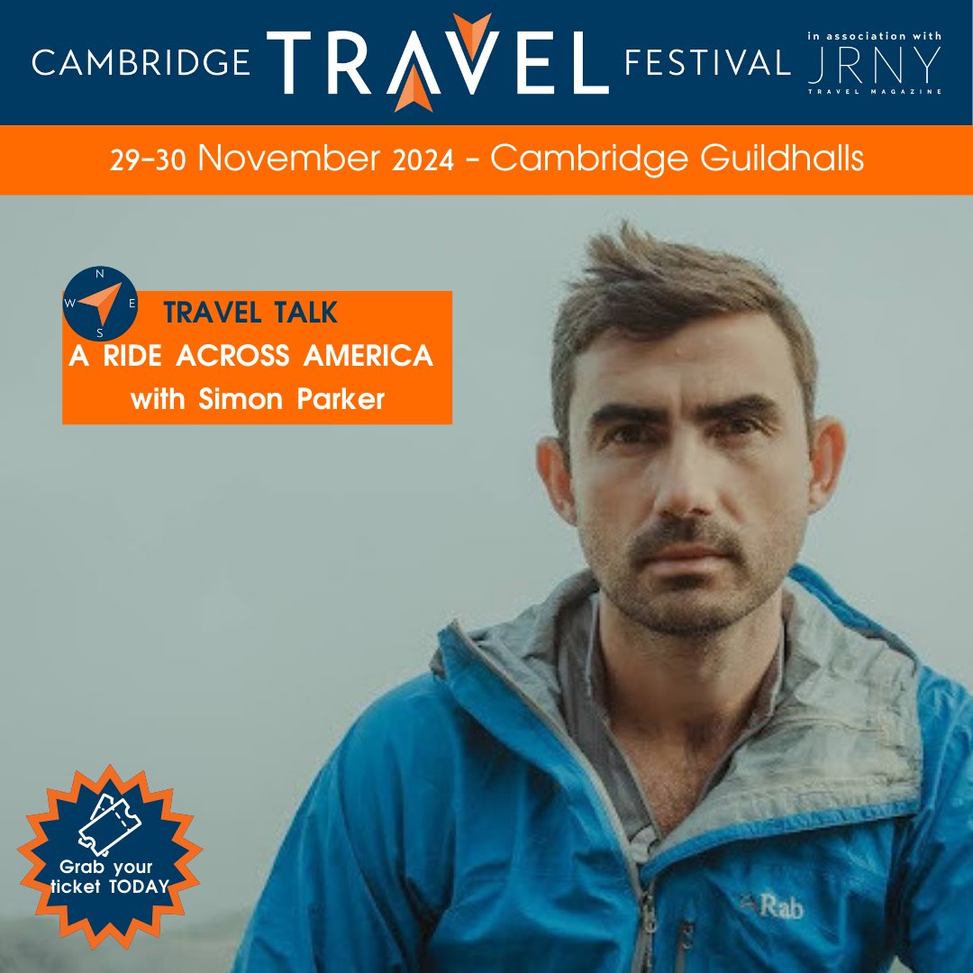Simon Parker (@simonwiparker) on Twitter photo On Friday I'm speaking at <a href="/TravelFestivals/">The Travel Festivals</a> in Cambridge - all about my Ride Across America. Still a few tickets left. Come along. On Friday I'm speaking at <a href="/TravelFestivals/">The Travel Festivals</a> in Cambridge - all about my Ride Across America. Still a few tickets left. Come along.