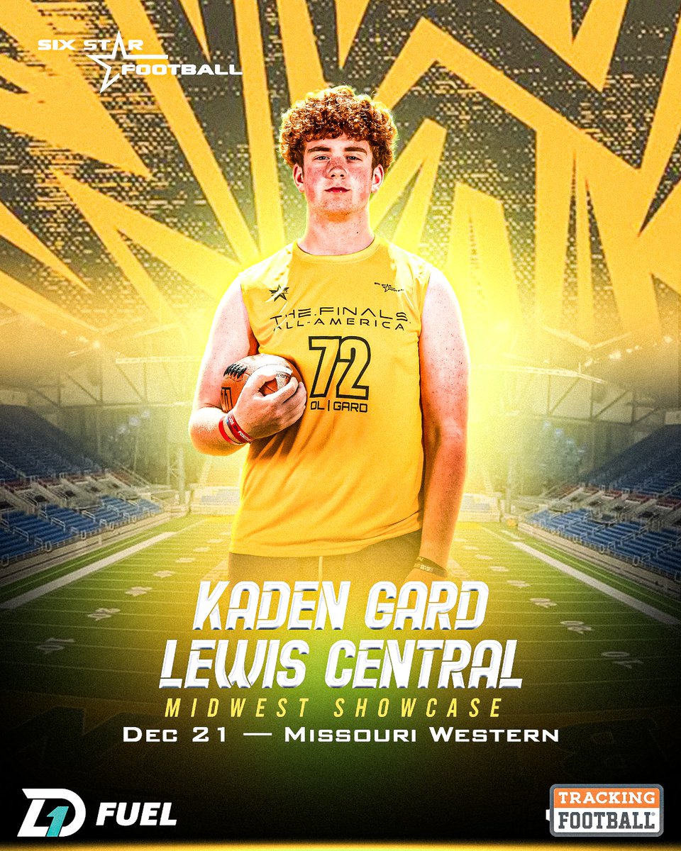 MIDWEST SHOWCASE |  Kaden Gard

6’1, 225  |  OL  |  2028  |  Lewis Central (IA) | <a href="/gard_kaden/">Kaden Gard</a>

⭐ Excited to announce Kaden Gard will be attending the Midwest Showcase!

📆Dec 21
📍Missouri Western

REGISTER/INFO ➡️sixstarfootball.com/six-star-footb…