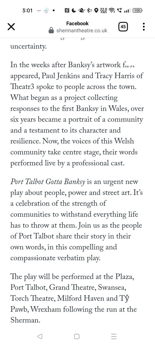 BefliXd's tweet photo. Omg!The Port Talbot Banksy play, the one I keep telling everyone that I am in but not in (where they taped my voice&amp; I'm one of the main characters) 
That plays going to be on at The Sherman Theatre in May next year. Tickets will be on sale Dec 6th https://t.co/EzsDuha10S... https://t.co/diucks3FS3
