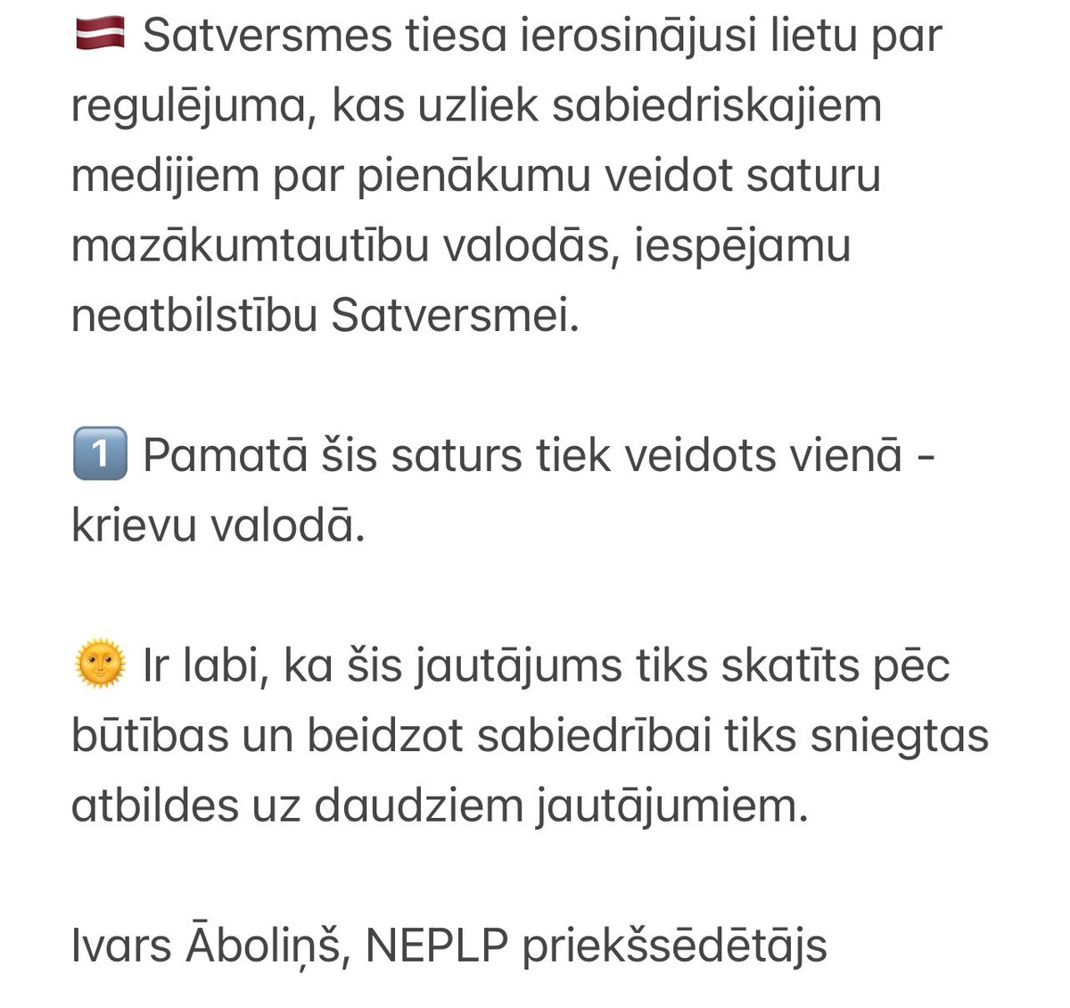 Satversmes tiesa ierosināju lietu par mazākumtautību valodu lietojumu sabiedriskajos medijos