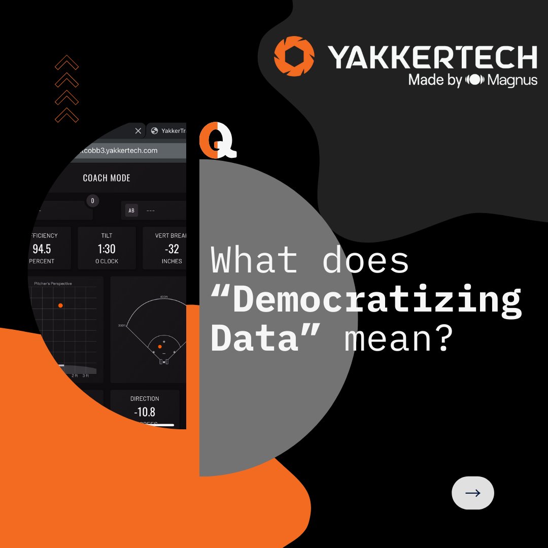 Yakkertech's tweet photo. Data is power—but only if it’s accessible to everyone. 

At Yakkertech, 'Democratize Data' is more than a buzzword; it’s our mission. We believe data should be available and usable by everyone, not just the experts.

By breaking down barriers, we’re empowering players, coaches, and organizations to gain insights, improve performance, and make smarter decisions both on and off the field. 

Let’s level the playing field, together. 
 #DemocratizeData #Yakkertech #BaseballAnalytics #SoftballAnalytics