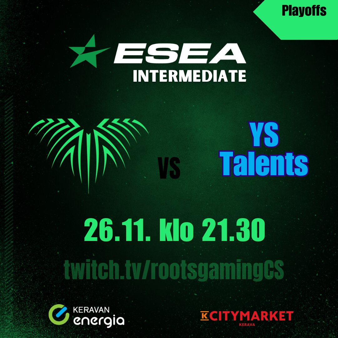 Roots Gaming (@rootsgaming1) on Twitter photo Playoffit käyntiin! 🔥 Kaikki paikalle kannustamaan
⏰️: 21.30, BO3
🎙: <a href="/ShtgnCasting/">Sami "Shtgn" Kangas</a>
📺: RootsGamingCS
#Rooting4Roots #esportsfi Playoffit käyntiin! 🔥 Kaikki paikalle kannustamaan
⏰️: 21.30, BO3
🎙: <a href="/ShtgnCasting/">Sami "Shtgn" Kangas</a>
📺: RootsGamingCS
#Rooting4Roots #esportsfi