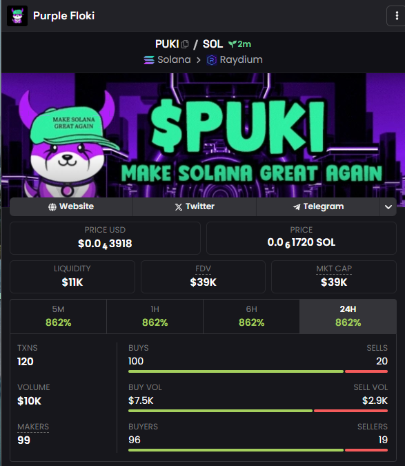 PurpleFloki's tweet photo. $PUKI Dexscreener Updated

https://t.co/Xw5NThDZzC https://t.co/sa24W0rbHs