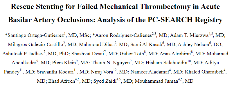Cerebrovascular & Neurointerventional Lab (@cerebrovasclab) on Twitter photo New insights on stroke: "Rescue Stenting For Failed Mechanical Thrombectomy in Acute Basilar Artery Occlusion: Analysis of the PC-SEARCH Registry" 🧠
A 🧵by <a href="/AndersonBr17/">Anderson Brito</a>
#Stroke #MechanicalThrombectomy New insights on stroke: "Rescue Stenting For Failed Mechanical Thrombectomy in Acute Basilar Artery Occlusion: Analysis of the PC-SEARCH Registry" 🧠
A 🧵by <a href="/AndersonBr17/">Anderson Brito</a>
#Stroke #MechanicalThrombectomy