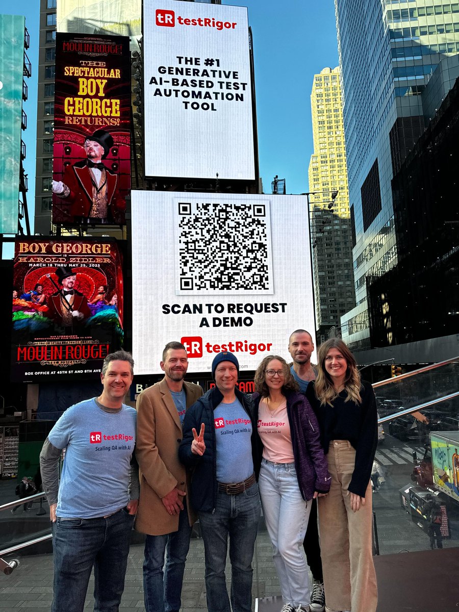 testrigor's tweet image. 🌟 Making a mark where it matters!
Thrilled to see testRigor lighting up Time Square this week. A proud moment for our team captured right here.
#TimeSquare #BlackFriday #AITestingTools