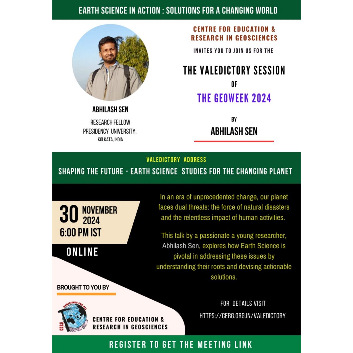 Geoscience4All's tweet photo. Join us for the valedictory session of the GEOWEEK 2024 on Saturday 30th, 2024.
Register at 
https://t.co/RQ1L6SUtoI 
to get link to the meeting.

#geoscience #geology #geography #earth #science #earthscience #planet #exhibition #lecture https://t.co/MsmdpRAiKJ