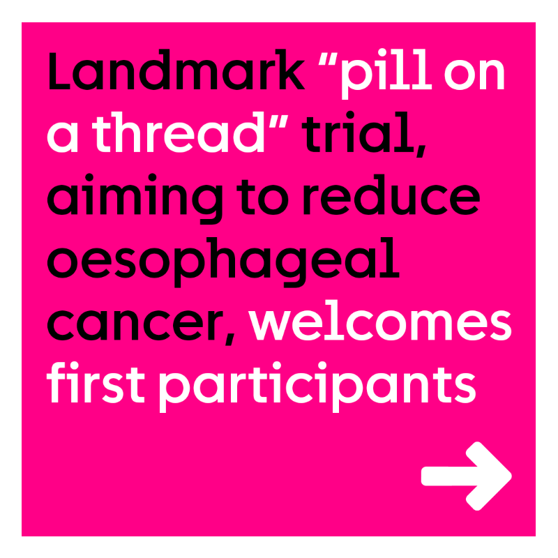 CR_UK's tweet photo. A new trial we’re funding uses an innovative ‘pill-on-a-thread’ test to screen people with heartburn for Barrett’s oesophagus, a condition that can lead to oesophageal cancer – and it's easier and cheaper than endoscopies. Read more below 👇