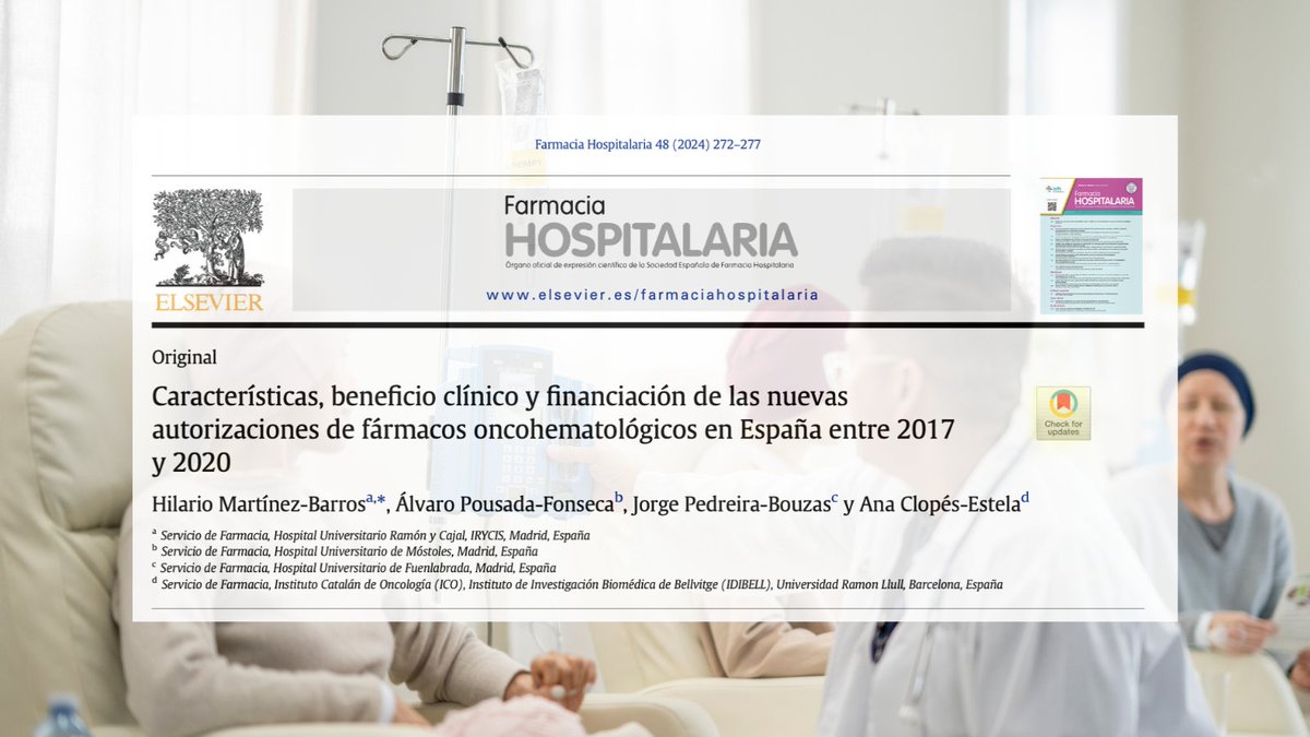 🆕 Características, beneficio clínico y financiación de las nuevas autorizaciones de fármacos oncohematológicos en España entre 2017 y 2020 <a href="/Hilario_FH/">Hilario Martínez</a> <a href="/Fonsecaea_/">Álvaro Pousada Fonseca</a> <a href="/pedreiramicina/">Jorge Pedreira</a> <a href="/gedefo_sefh/">GEDEFO</a> #RevistaFarmaciaHospitalaria #HospitalPharmacy  <a href="/GENESIS_SEFH/">GENESIS-SEFH</a> revistafarmaciahospitalaria.es/es-caracterist…