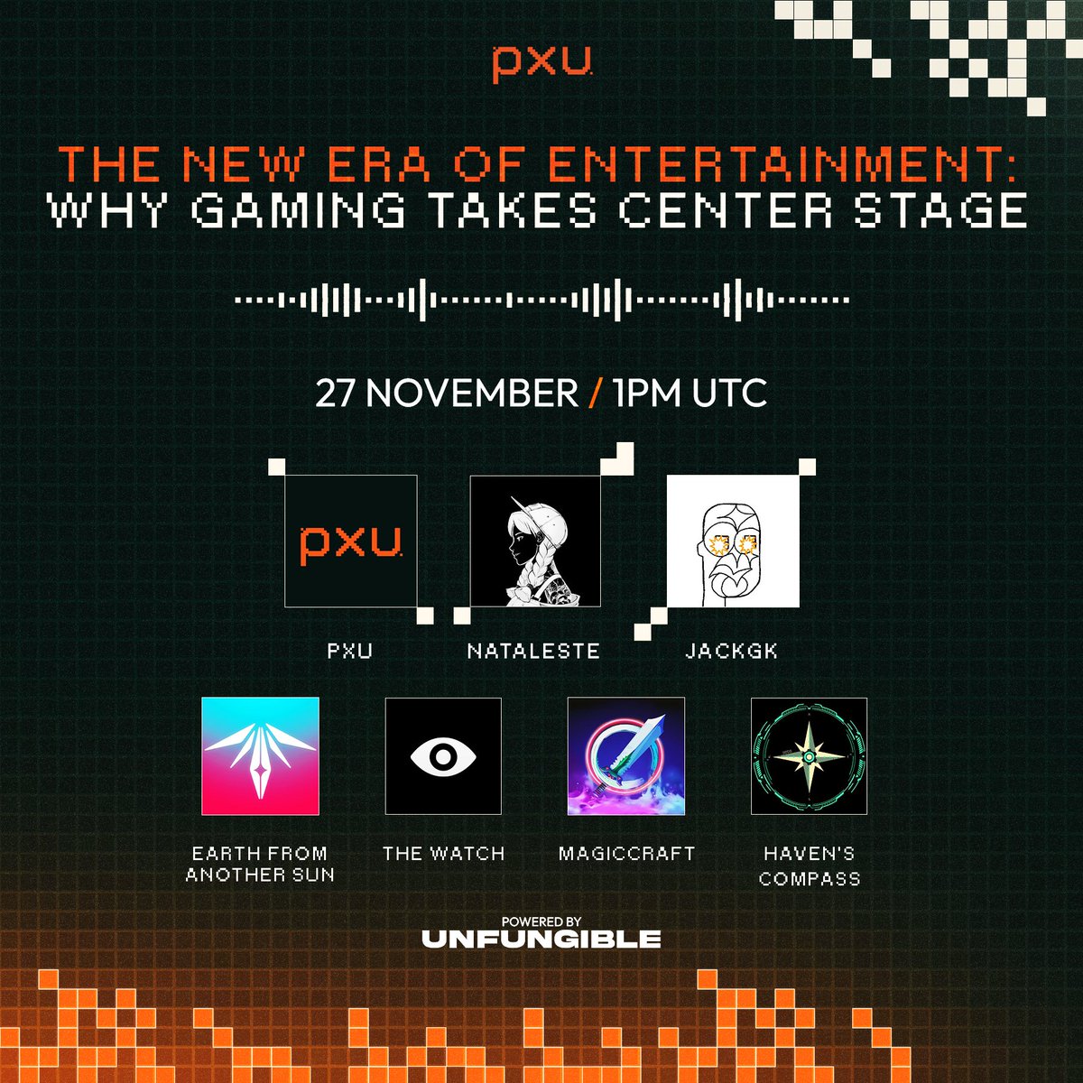 The New Era of Entertainment: Why Gaming Takes Center Stage

⏰ Nov 27th, 1PM UTC

Set your reminders below 👇