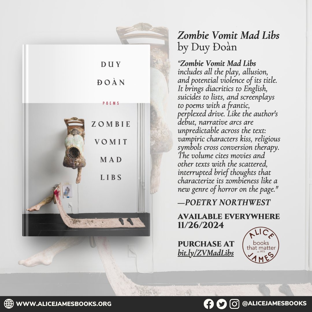 Duy Ðoàn's ZOMBIE VOMIT MAD LIBS is officially earthside 💛 This playful and inventive collection is a must-read for lovers of horror and the macabre 🧟

30% off sitewide today for #cyberweek! Order before 12/1 to get it in time for the holidays: bit.ly/ZVMadLibs📚