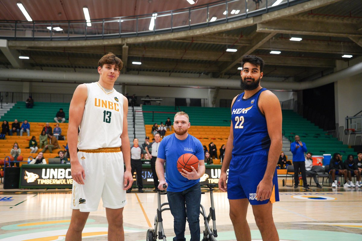 UNBCATHLETICS's tweet photo. An honour having 2024 Canadian Wheelchair Rugby Paralympian, UNBC alum and Prince George’s own Joel Ewert join us for a ceremonial jump ball prior to Saturday’s Men’s Game against UBCO. Great to see you Joel. Thank you! https://t.co/LbVCgSRf1o