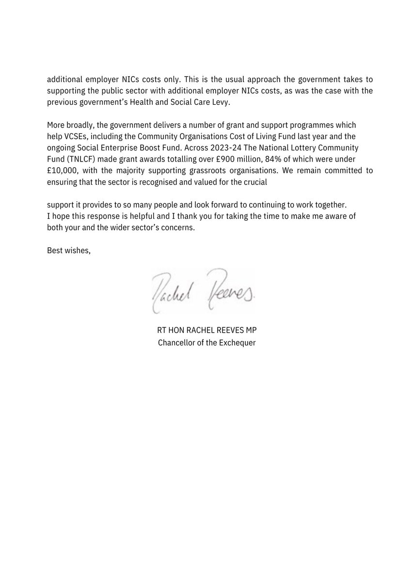 1/3 Following the budget in October, more than 7,300 charities signed our open letter calling for action on the planned increase to employer National Insurance Contributions. We’ve received a response from the Chancellor.