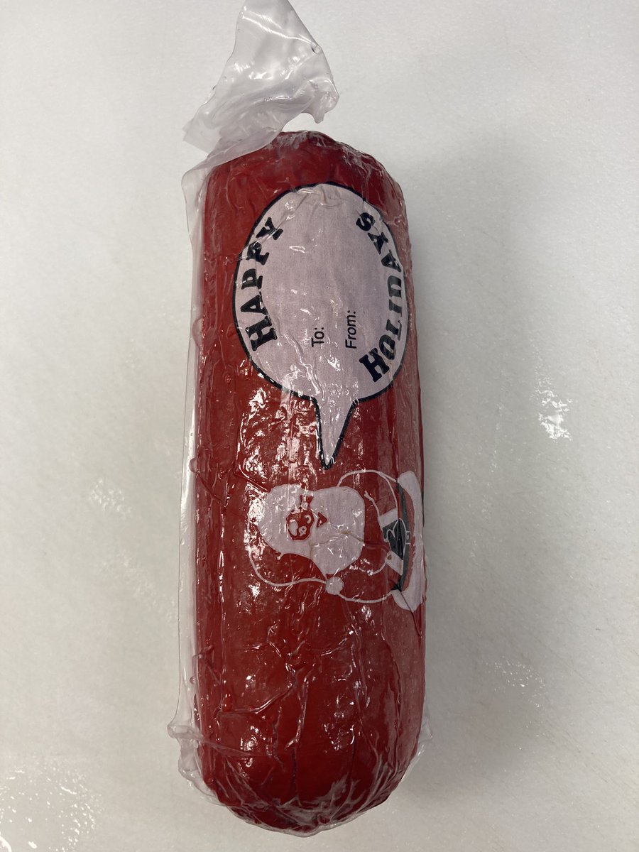 Santa Sausage!!!
Great Stocking Stuffers $9.00 each 
(shelf stable summer sausage)