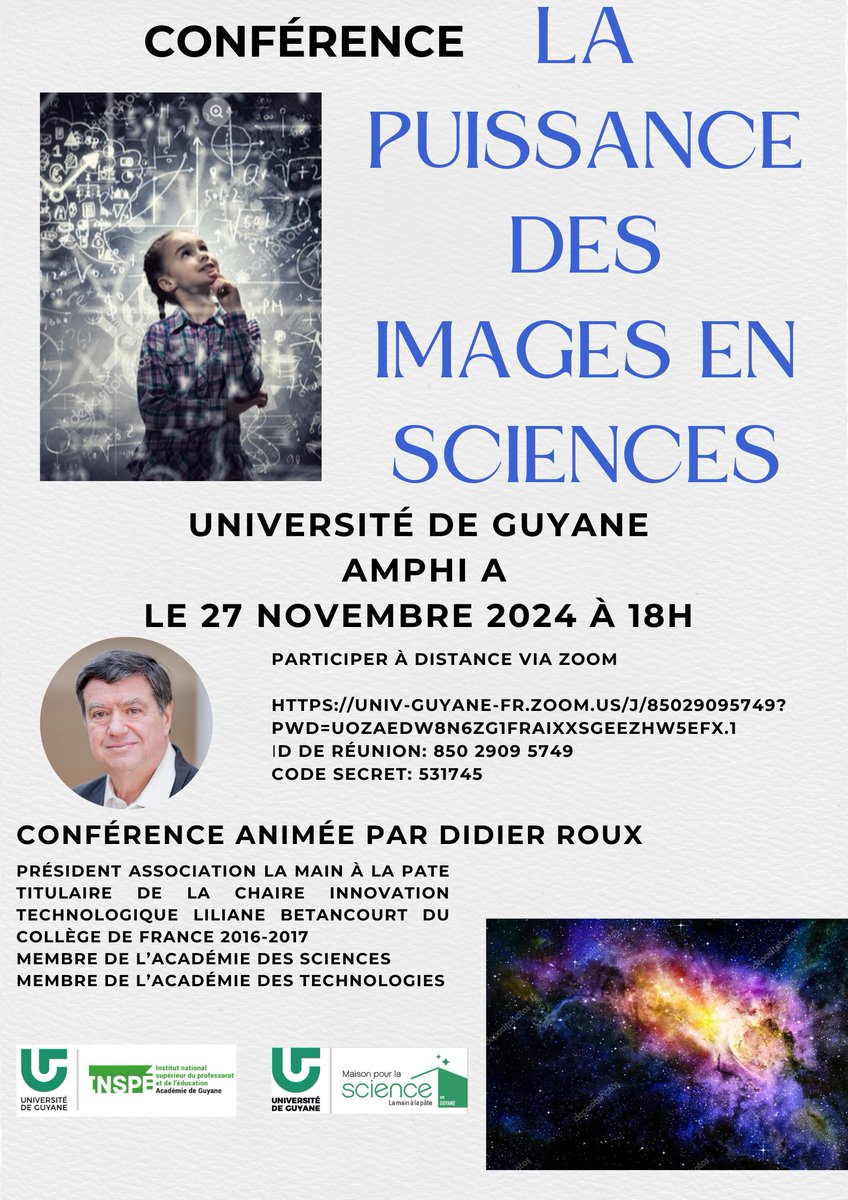 Maison pour la science en Guyane (@mpls_guyane) on Twitter photo 🗣️ CONFÉRENCE : 𝗟𝗮 𝗽𝘂𝗶𝘀𝘀𝗮𝗻𝗰𝗲 𝗱𝗲𝘀 𝗶𝗺𝗮𝗴𝗲𝘀 𝗲𝗻 𝗦𝗰𝗶𝗲𝗻𝗰𝗲𝘀 par Monsieur Didier Roux d𝗲𝗺𝗮𝗶𝗻 𝗮̀ 𝟭𝟴𝗵 dans l'amphi A de l'Université de Guyane ! 👀👂✍️
Plus d'informations sur notre site internet : guyane.maisons-pour-la-science.org/actualites/con… 🗣️ CONFÉRENCE : 𝗟𝗮 𝗽𝘂𝗶𝘀𝘀𝗮𝗻𝗰𝗲 𝗱𝗲𝘀 𝗶𝗺𝗮𝗴𝗲𝘀 𝗲𝗻 𝗦𝗰𝗶𝗲𝗻𝗰𝗲𝘀 par Monsieur Didier Roux d𝗲𝗺𝗮𝗶𝗻 𝗮̀ 𝟭𝟴𝗵 dans l'amphi A de l'Université de Guyane ! 👀👂✍️
Plus d'informations sur notre site internet : guyane.maisons-pour-la-science.org/actualites/con…