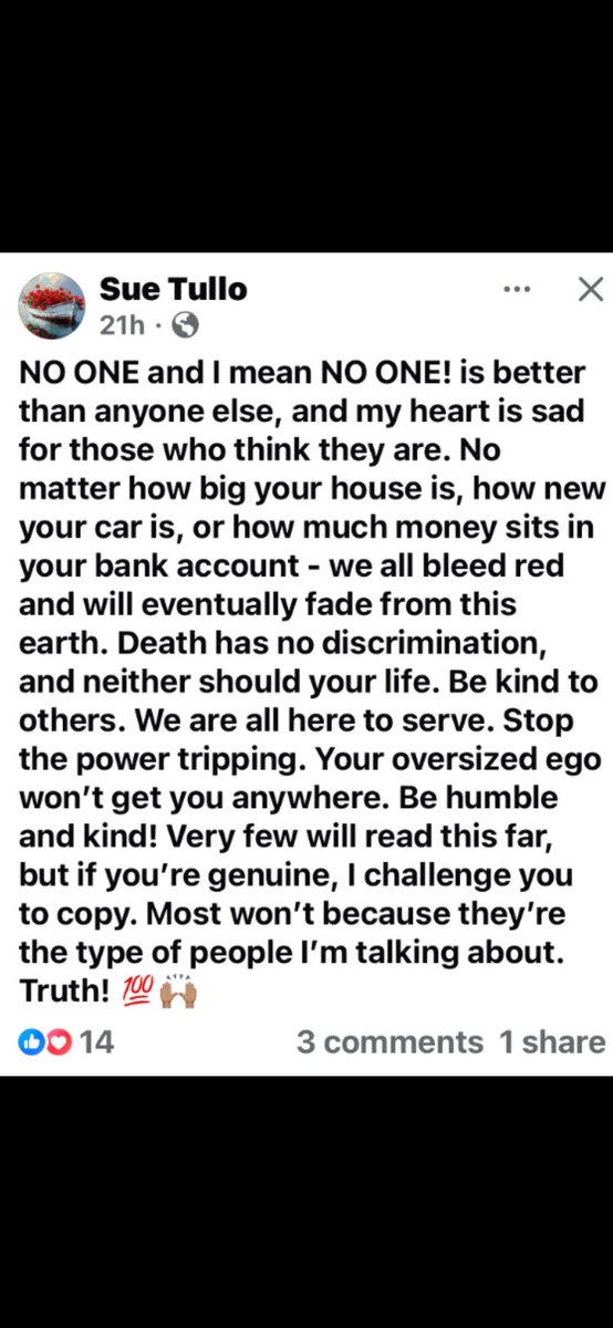 _LoveLike_JESUS's tweet photo. .
        My aunt Sue Tullo
       just posted this on
              Facebook … 

   GOD BLESS YOU SUE !!!

  -- Repost if you Agree --
. https://t.co/4a7SWifhUA