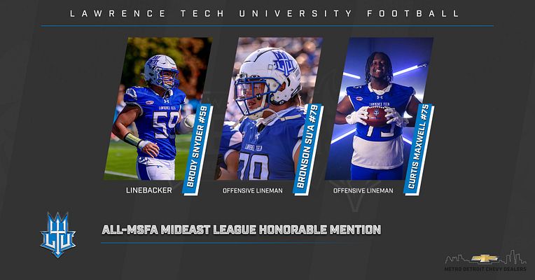 🏈 Congratulations to our Lawrence Tech University Blue Devils Football players who earned All-MSFA Mideast League Honorable Mention honors! 🎉

A huge shoutout to these outstanding athletes for their dedication, talent, and perseverance on the field. Your hard work has not gone