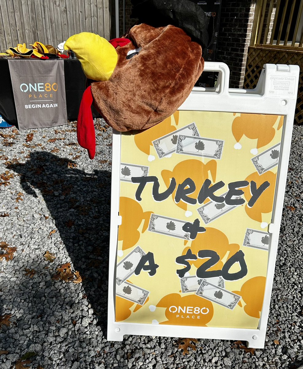 Grab some cash.  Get a Turkey.  Got to 35 Walnut Street &amp; give a little.  #turkeyanda20 <a href="/One80Place/">One80 Place</a> <a href="/ABCNews4/">ABC News 4</a>
