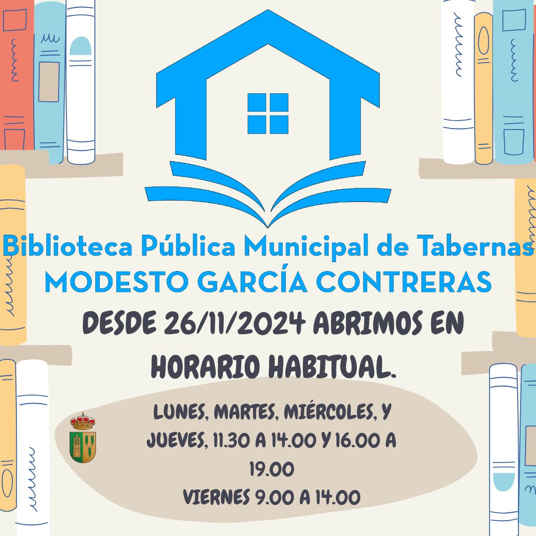 ¡Volvemos por fin! En horario habitual.
#Tabernaslee #BibliotecasPublicas #LecturaInfinita