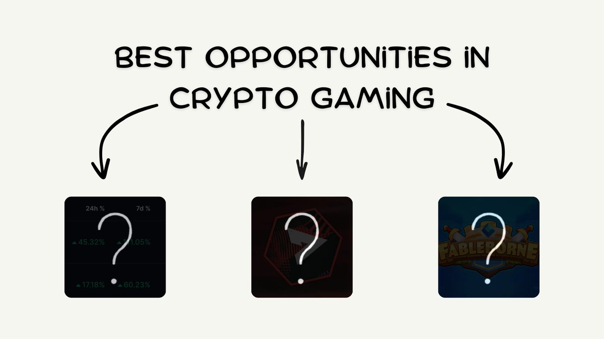 Fact: web3 gaming sentiment is pretty rough right now

Another fact: the best time to position yourself is before everyone hypes things up

That being said...

Here are 3 best opportunities in crypto gaming right now (in my opinion) 🧵
