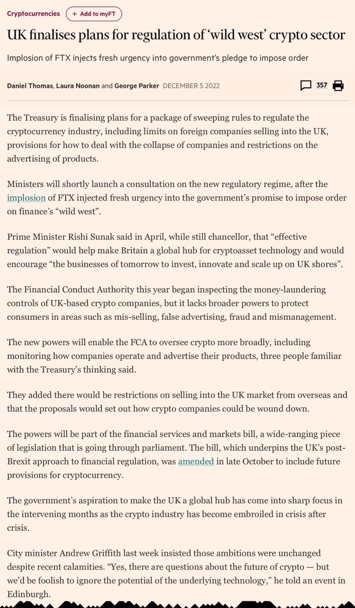 ianbeckett's tweet image. 2/ Belatedly 2 years ago, after the fallout from the cataclysmic global #CryptoContagion, the toddlers in #HMTreasury, were supposedly finalising plans for Blinky (@theFCA) to regulate the UK’s 'wild west' #crypto sector (ft.com/content/481d45…).