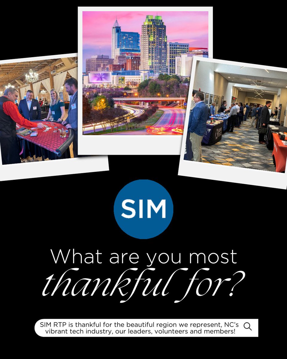 🍂🦃 Happy Thanksgiving from SIM Research Triangle Park! 🦃🍂We are grateful for the strong community of IT professionals that make SIM RTP so special. Thank you to our members, sponsors, and volunteers for your continued support.
#HappyThanksgiving #SIMRTP #ITCommunity