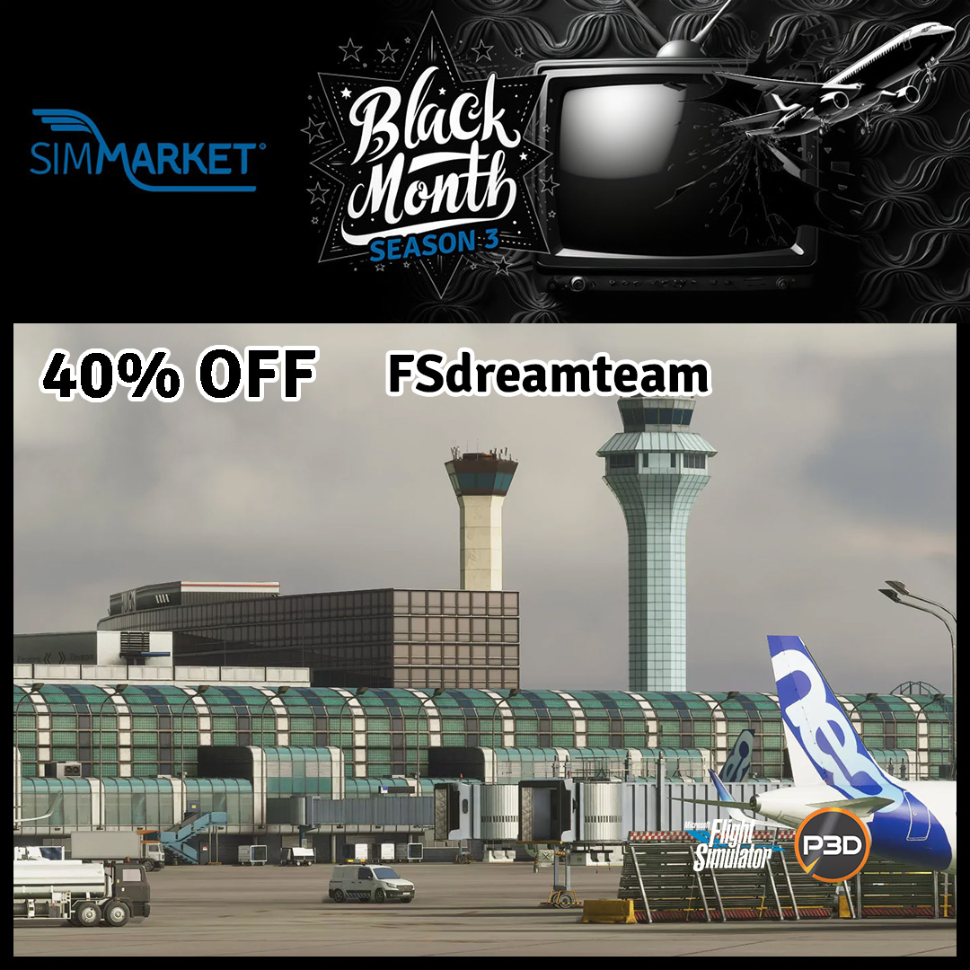 simflight's tweet image. FSdreamteam 40% OFF MSFS20/24 P3D FSX All Products incl. Chicago O'Hare, Zurich, Houston Intl, or Charlotte until December 01st ⬛ Black Month Sales ⬛ at SIMMARKET 👇
tinyurl.com/3en76s86

#SIMMARKET #FSDT #FSdreamteam #BlackFriday #Sales #MSFS2024 #MSFS2020 #Prepar3D #P3D