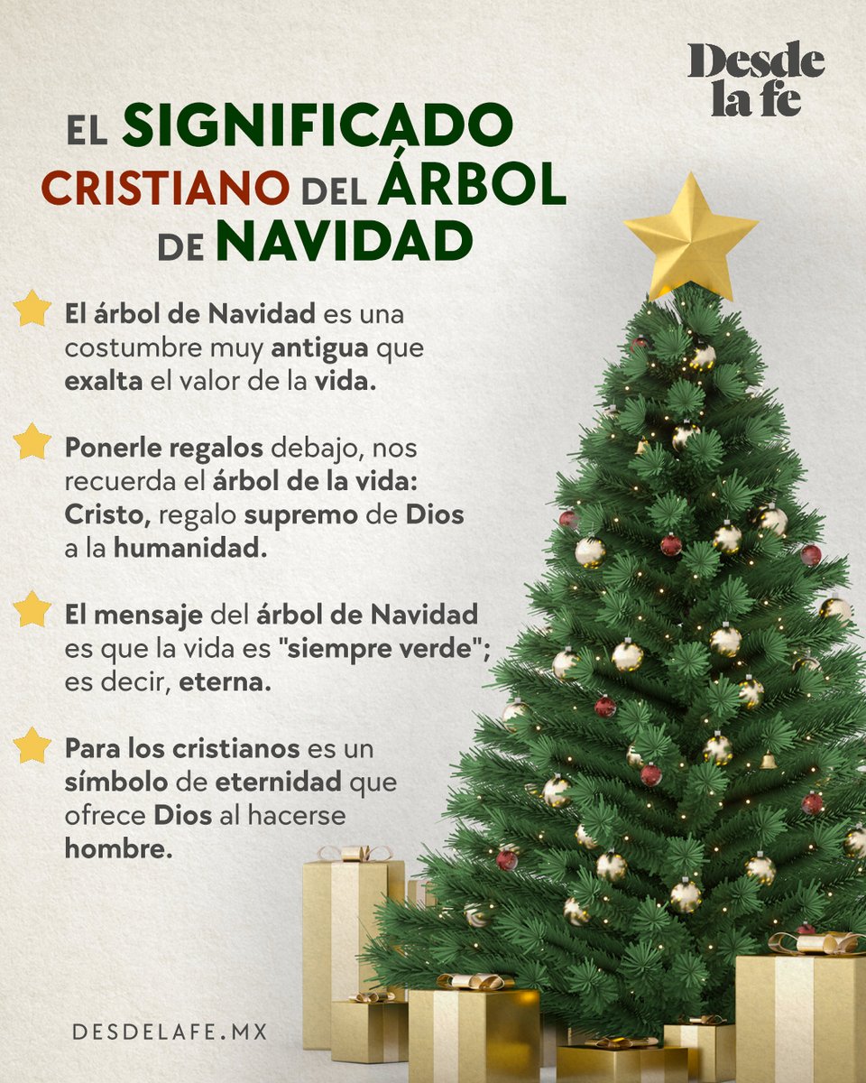 DesdeLaFeMx's tweet photo. ¿Ya pusiste tu Árbol de Navidad? 🎄 Este es un símbolo que está presente en todo el mundo, pero ¿conoces el significado cristiano que hay detrás de esta hermosa tradición? ✨

Lee más aquí: https://t.co/syMZogK3l9 https://t.co/DzL1QCGYmG