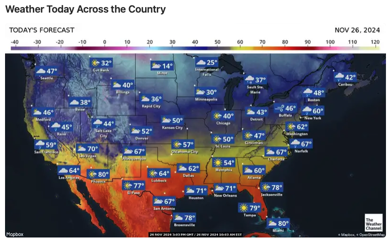 Great to see Caribou, Maine, on the national weather map, where it belongs, always. That weather service station was five doors down from me when I lived in Caribou.