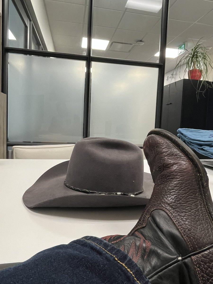 My favourite part of <a href="/Agribition/">Canadian Western Agribition</a> … weekly office attire is plaid and boots!

With @ChrisLaneYQR down the hall I do have signs of early onset buckle envy. 

#SaskEvents #Tourism #yqr