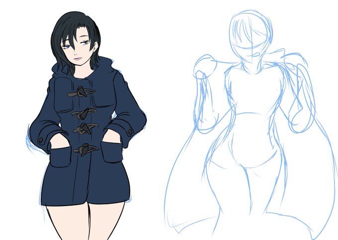 30分でコート姿を描くことを強いられたッッッ 