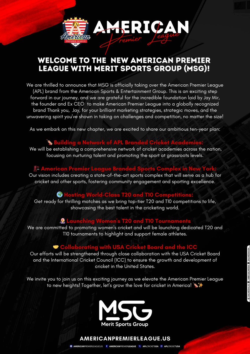 American Premier League (APL) (@aplcricketusa) on Twitter photo 