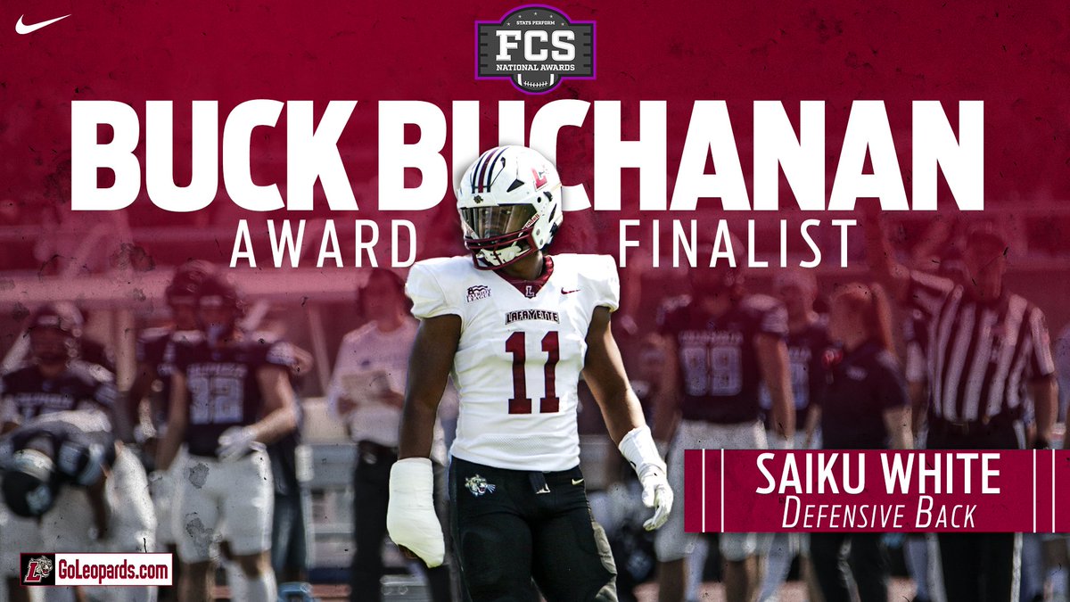 Lafayette Football (@lafcolfootball) on Twitter photo 1⃣1⃣ <a href="/saikudon2/">Saiku White</a> has been named a finalist for the Buck Buchanan Award presented by <a href="/StatsPerform/">Stats Perform</a>
📰 tinyurl.com/2buemrw4
#RollPards | #ClimbTheHill 1⃣1⃣ <a href="/saikudon2/">Saiku White</a> has been named a finalist for the Buck Buchanan Award presented by <a href="/StatsPerform/">Stats Perform</a>
📰 tinyurl.com/2buemrw4
#RollPards | #ClimbTheHill