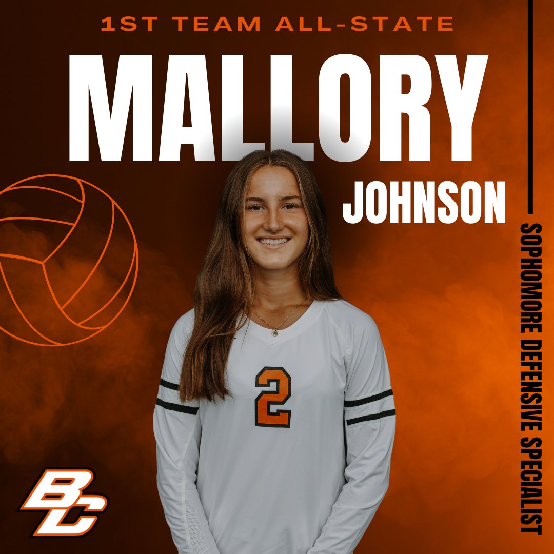 Congrats to our Sophomore Defensive Specialist, #2 Mallory Johnson! Mallory was named 1st Team All-State! Way to go, Mal! #BCVB #GoBulldogs
