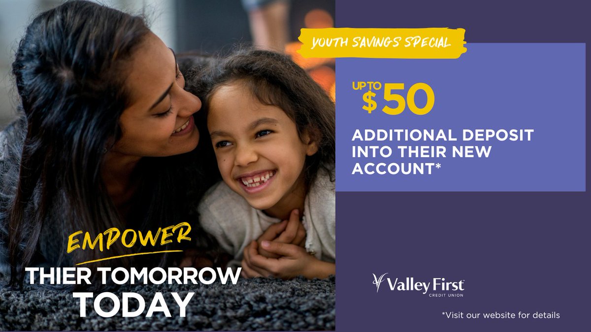 The holidays are a time of giving, and what better gift than a more secure financial future? Kick-start their journey by opening a new Youth Savings account by Dec 31 &amp; we'll match up to a $50 deposit. Visit valleyfirstcu.org/youth-savings-… for details. #ValleyFirstCreditUnion