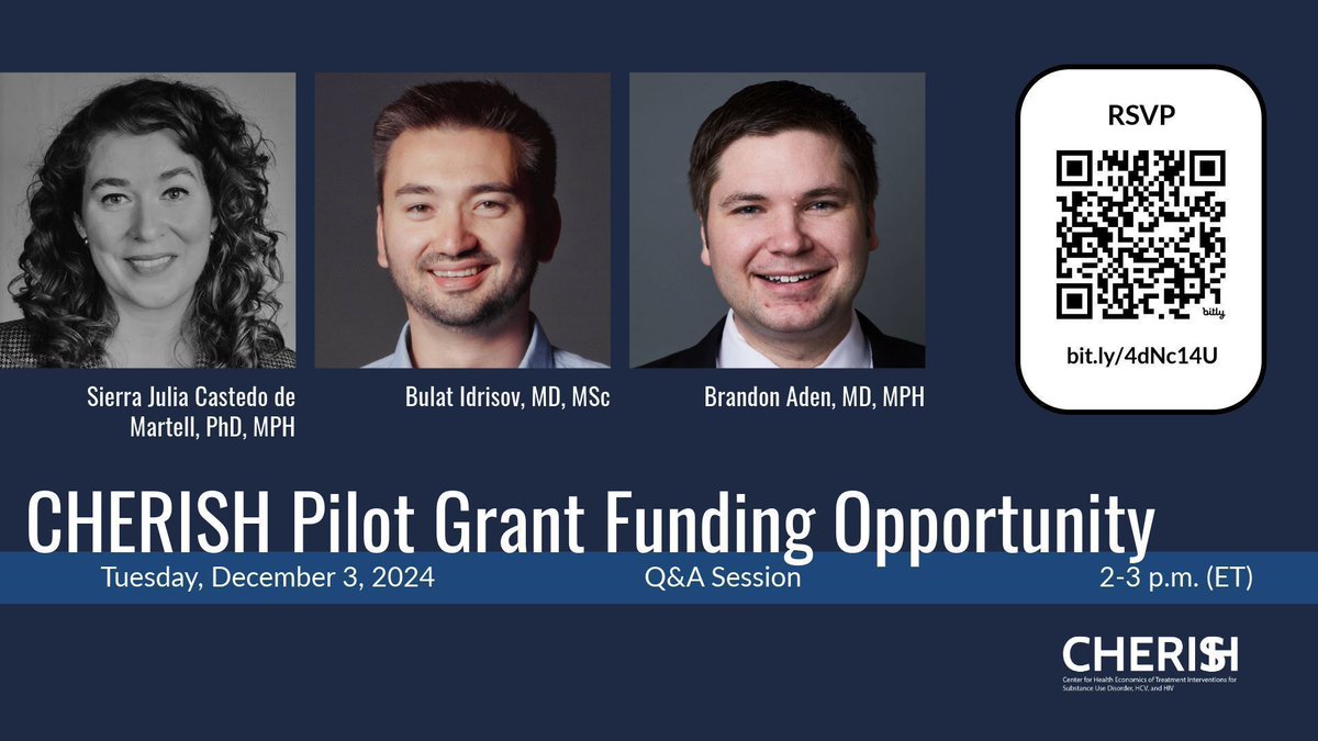 Join our webinar on Tues, Dec. 3 to learn about the 2025-2026 CHERISH pilot grants! Hear from CHERISH Pilot Grant Program Director Brandon Aden and former pilot grantees @SJCastedo <a href="/idrisovbu/">Bulat Idrisov MD, MSc</a>. 

Register here: buff.ly/3BOdvym