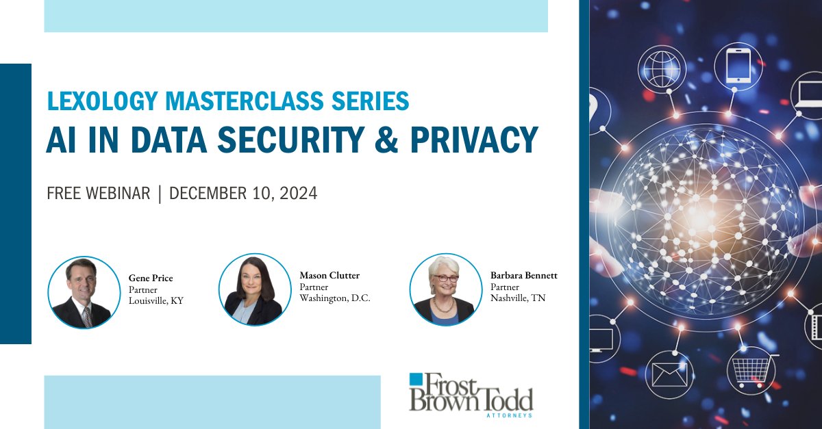 FBT_law's tweet photo. Gain insight into navigating data privacy laws in #AI use and development, while also learning about network security and #datagovernance essentials that will help your organization mitigate risks as you innovate with AI. Register here: https://t.co/SvdggXZ1tZ https://t.co/VW4Pxzc5af