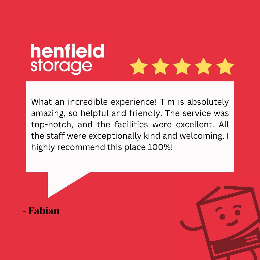 henfieldstorage's tweet photo. This is only one of the many amazing reviews we receive and we love reading every single one. We want to thank our team member Tim for always going the extra mile 🏆To see more reviews like this click here -- https://t.co/j7fatFkx9c

#henfieldstorage #brighton #SelfStorage https://t.co/9Hy4vGPDIC
