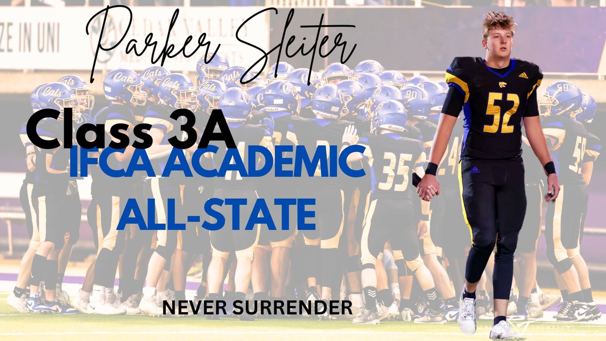 Derrick Elman (@coachelman) on Twitter photo Congratulations to <a href="/ParkerSleiter/">Parker Sleiter</a> for being selected to the <a href="/IFBCA/">Iowa Football Coaches Assocation</a> Academic All-State team! Congratulations to <a href="/ParkerSleiter/">Parker Sleiter</a> for being selected to the <a href="/IFBCA/">Iowa Football Coaches Assocation</a> Academic All-State team!