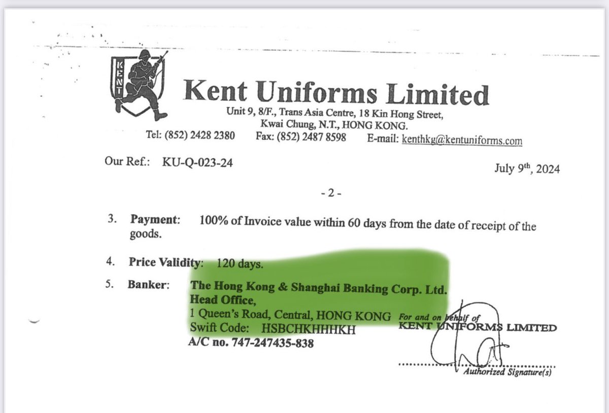 Shipululo's tweet photo. Dear Namibians 🇳🇦
The HONG KONG Company that CORRUPTLY got the N$ 16 Million Defence tender for SOCKS and WHITE GLOVES for Soldiers have EXACTLY the same BANK as the Bank where Abacha, former Defence Minister, kept his Millions in Hong Kong. Yes, the Hong Kong & Shanghai Banking Corporation (HSBC). You will be SHOCKED to Learn how the MILLIONS Moved for those close to the Corrupt Regime. Oto Afraida Kaana komuBorni but you have an opportunity opo Omeya ga pitile komayulu! We are in a MAFIA STATE!