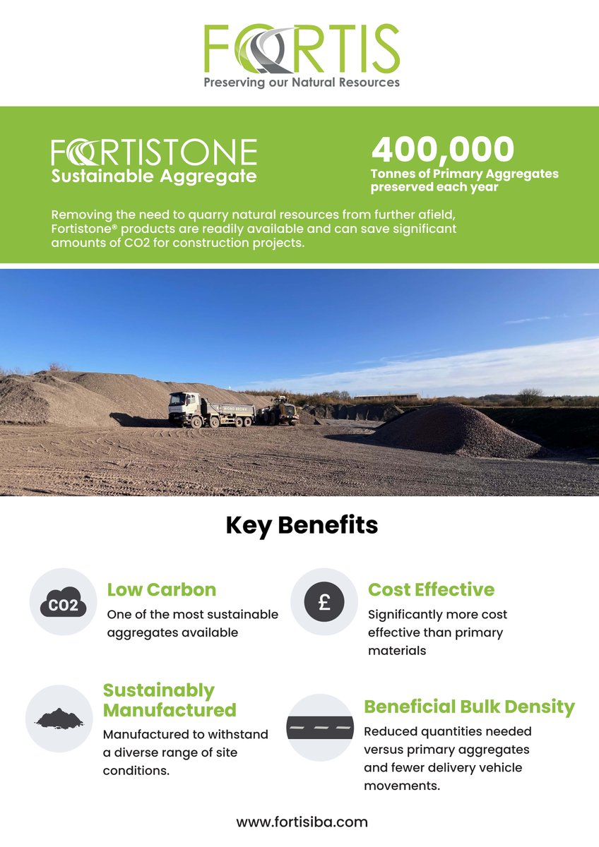 As the UK moves towards its ambitious net-zero goals, responsible material sourcing is becoming essential to the construction industry.

Fortistone® is a more sustainable and cost effective solution to construction projects and removes the need to quarry natural materials.
