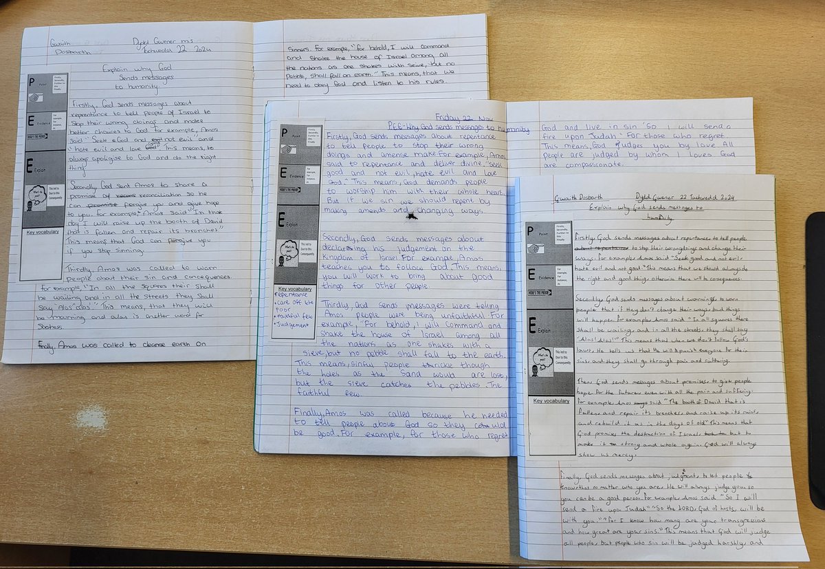 Great to see 8DCA's hard work paying off in their latest piece of extended writing. After studying the themes of Amos' prophecies, they planned and produced some excellent explanations. Da iawn pawb 🌟📝✝️
<a href="/CathEdService/">Catholic Education Service</a> @CatholicCardiff <a href="/StIlltydsCHS/">St Illtyd's C.H.S</a> <a href="/STILLTYDS_RE/">St Illtyd’s RE Dept</a>