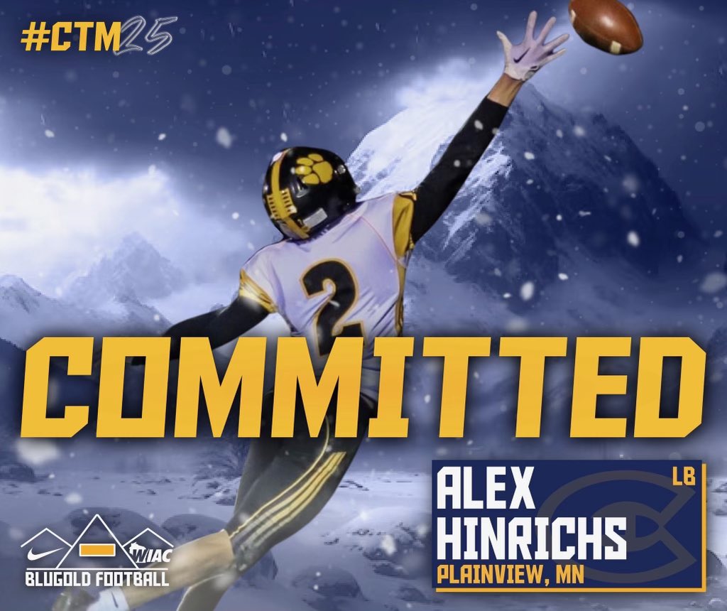 Alex Hinrichs (@alexhinrichs3) on Twitter photo Committed!! #RollGolds
<a href="/CoachHoover9/">Tim Hoover</a> <a href="/CoachGrayvold/">Brady Grayvold</a> <a href="/CoachE_Blugolds/">Rob Erickson</a> <a href="/CoachLangStrong/">Ricky Lang</a> <a href="/UWECFootball/">Blugold Football</a> Committed!! #RollGolds
<a href="/CoachHoover9/">Tim Hoover</a> <a href="/CoachGrayvold/">Brady Grayvold</a> <a href="/CoachE_Blugolds/">Rob Erickson</a> <a href="/CoachLangStrong/">Ricky Lang</a> <a href="/UWECFootball/">Blugold Football</a>