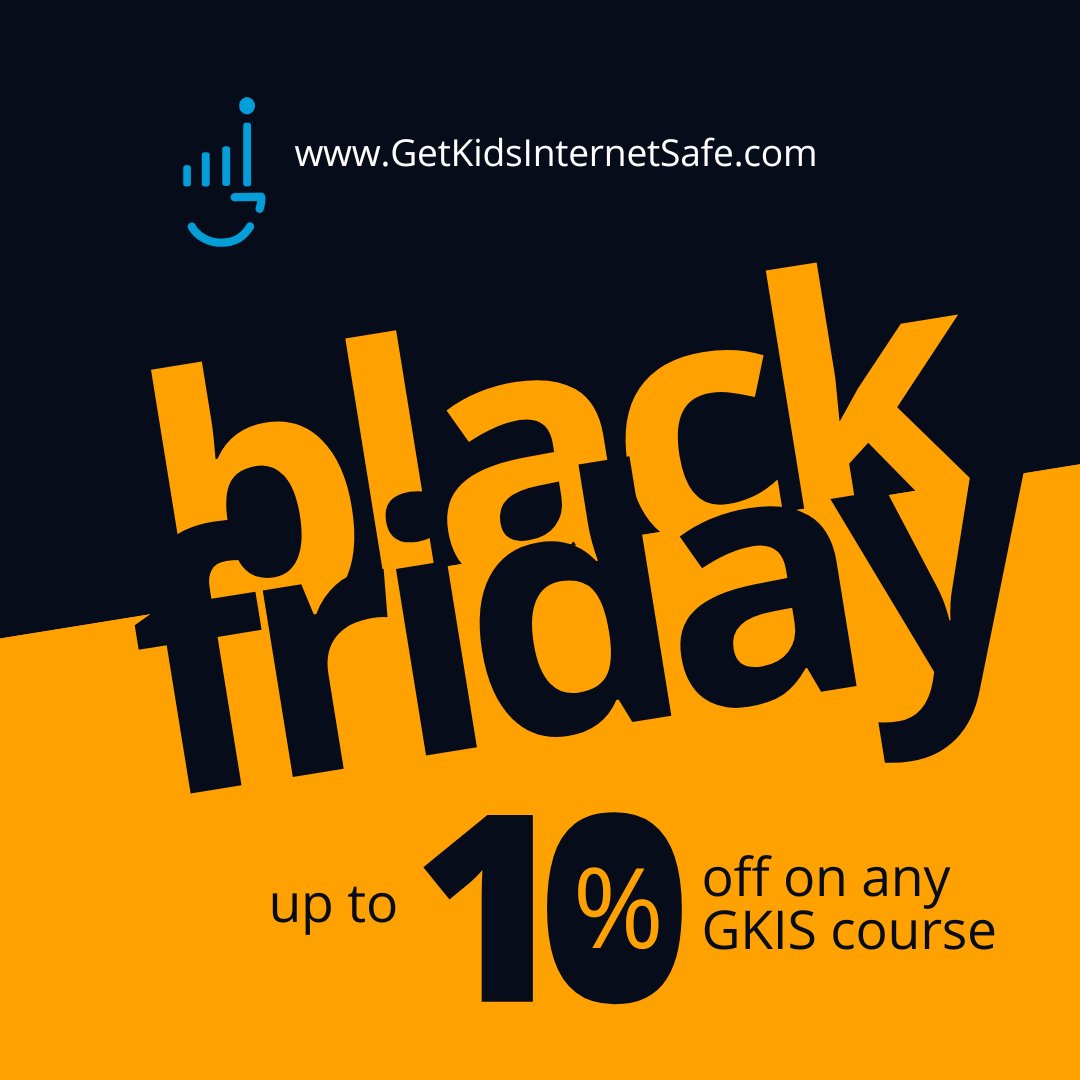 ALL WEEK BLACK FRIDAY 10% DISCOUNT ON ANY GKIS COURSE! Enter coupon code *GKIS10 until midnight CyberMonday. Tell your friends! GetKidsInternetSafe.com #coupon #blackfriday #blackfridaydeals #screensafety #sale⁠ #onlineshopping #promo #promotion  #giftidea #discount #flashsale